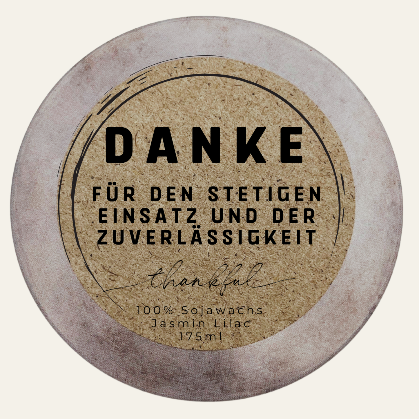 Handgemachte Duftkerze „Danke für deinen Einsatz“ – Personalisierbares Geschenk für Zuverlässigkeit
