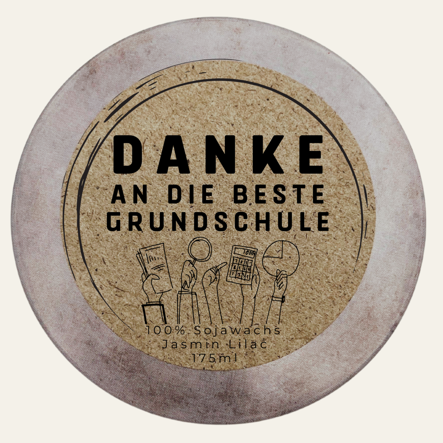 Handgemachte Duftkerze „Danke Beste Grundschule“ – Personalisierbares Geschenk für Lehrer:innen