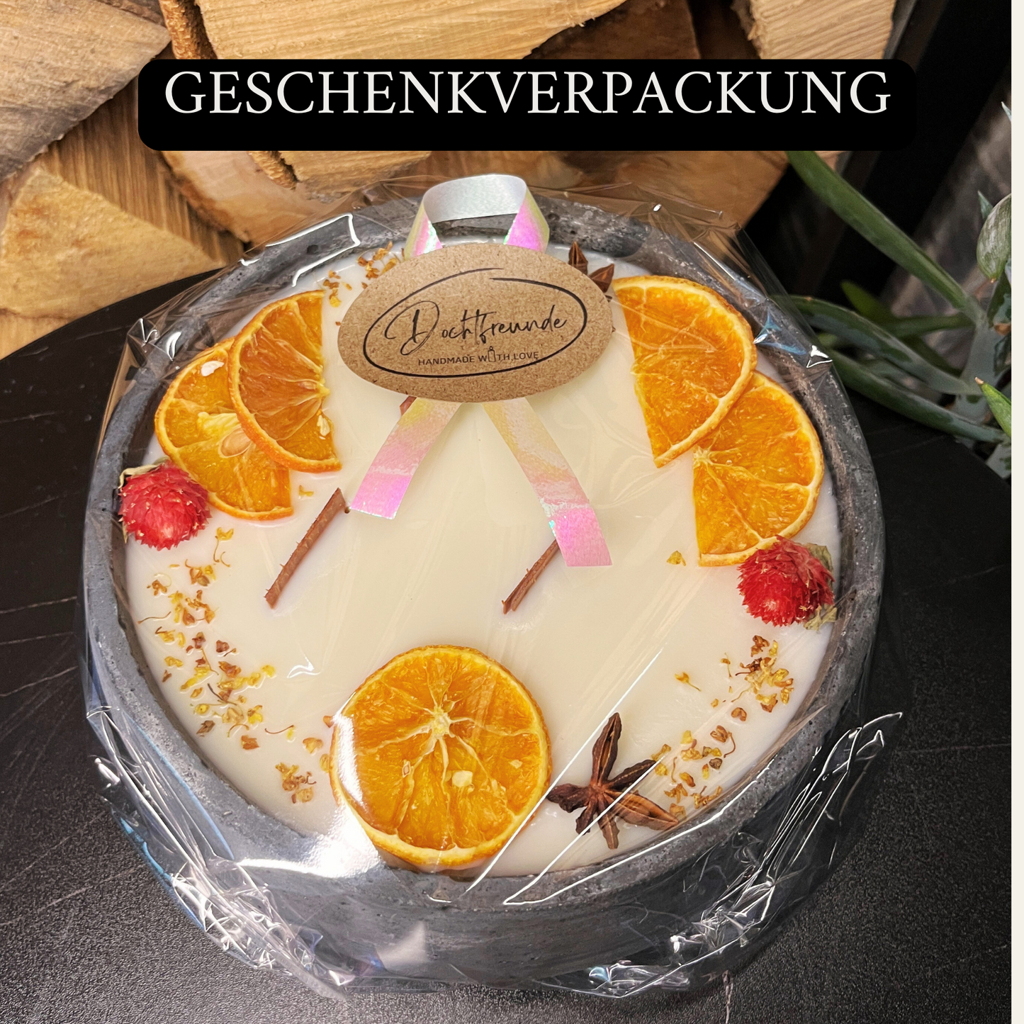 Handgemachte Betonkerze "Big Black" Duft Vanilla Toffee von DochtFreunde