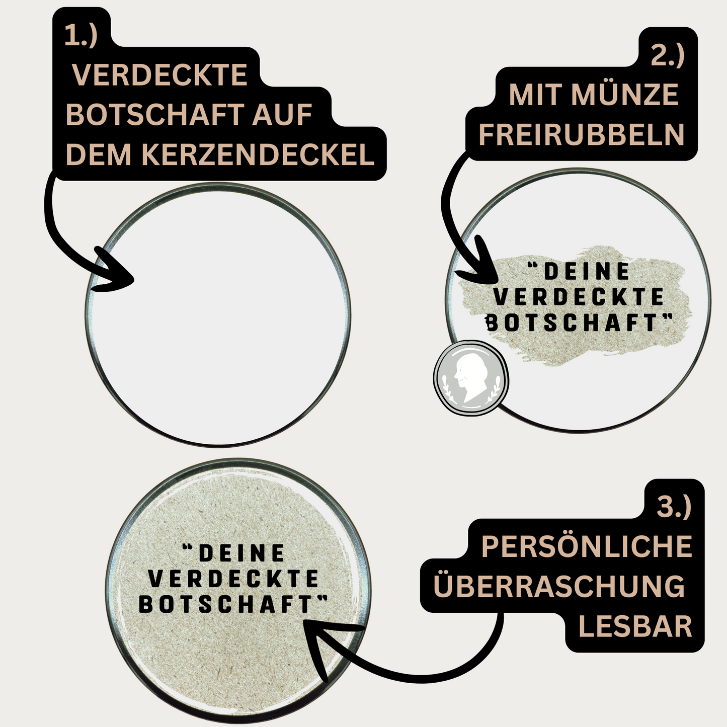 Du bist mein Hauptgewinn: Kreative Premium RUBBELKERZE mit verdeckter BOTSCHAFT Duftkerze im Glas mit PERSONALISIERBAREM Kerzendeckel