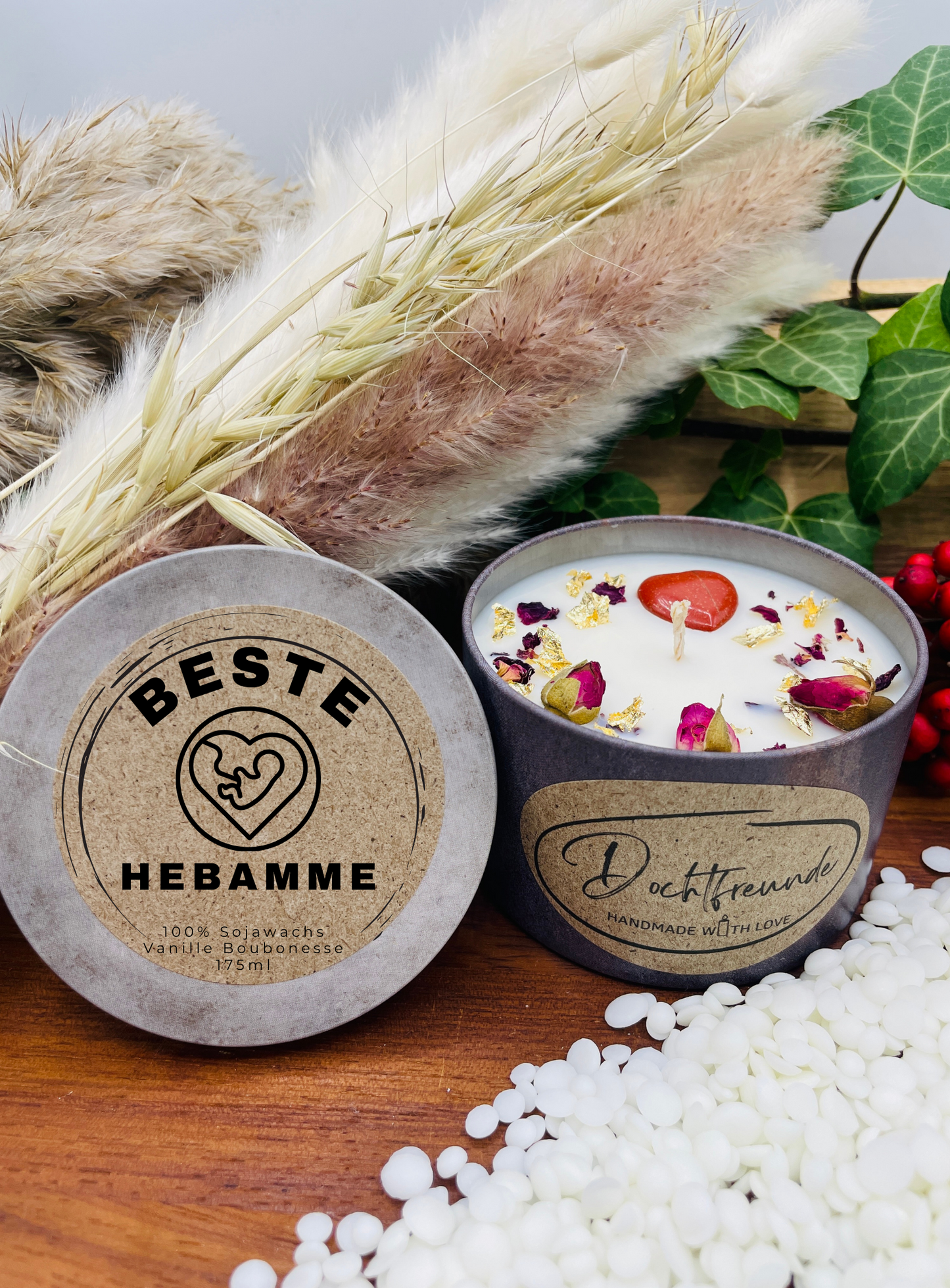 Beste Hebamme Sojawachskerze I Dankeschön Hebamme nach Geburt und Wochenbett I Umweltfreundliche Sojawachskerze Geschenk Hebammenbetreuung