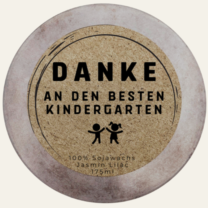 Handgemachte Duftkerze „Bester Kindergarten“ – Personalisierbares Geschenk für liebevolle Betreuung