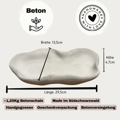 Design-Betonschale "Grey-Wave" – Oval & Organisch (29,5cm)