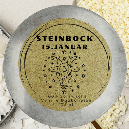 Sternzeichen Steinbock Duftkerze - Handgemachte Sojawachs-Kerze - Personalisiertes Astrologie-Geschenk