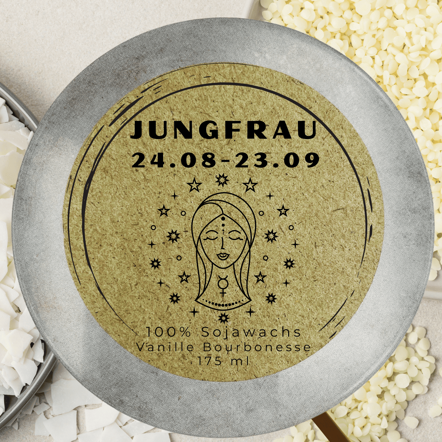 Sternzeichen Jungfrau Duftkerze - Handgemachte Sojawachs-Kerze - Personalisiertes Astrologie-Geschenk