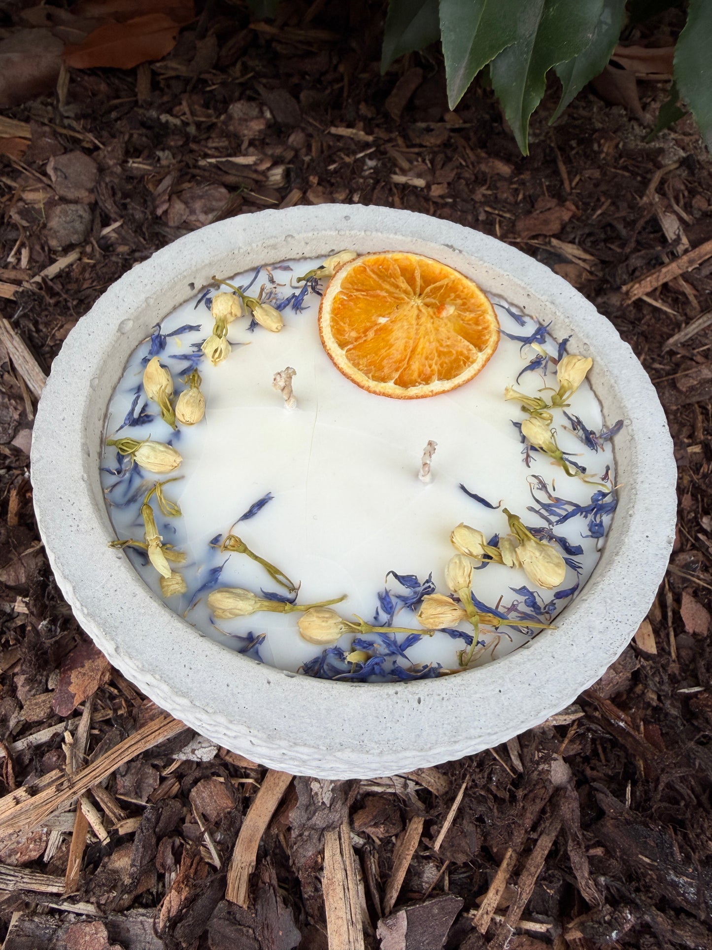 Betonkerze mit Deckel "Grey Secret" | 2-Docht & Orange | 12,5cm