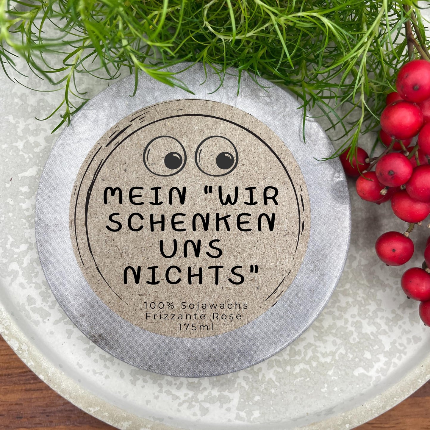 Kerzendeckel "wir schenken uns nichts" Wichtelgeschenk