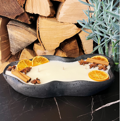 Betonkerze Wave Schwarz – Design-Statement & Vanille-Duft | DochtFreunde