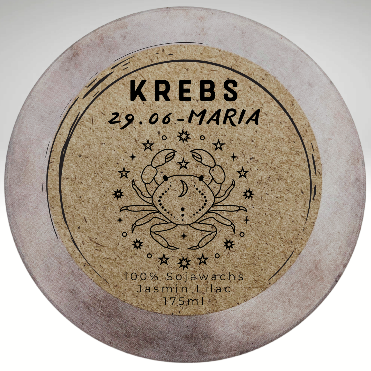 Sternzeichen Duftkerze personalisiert mit Name & Geburtsdatum | Edle Zodiac Kerze im Sketch-Look | 100% Sojawachs | Handgefertigt im Schwarzwald