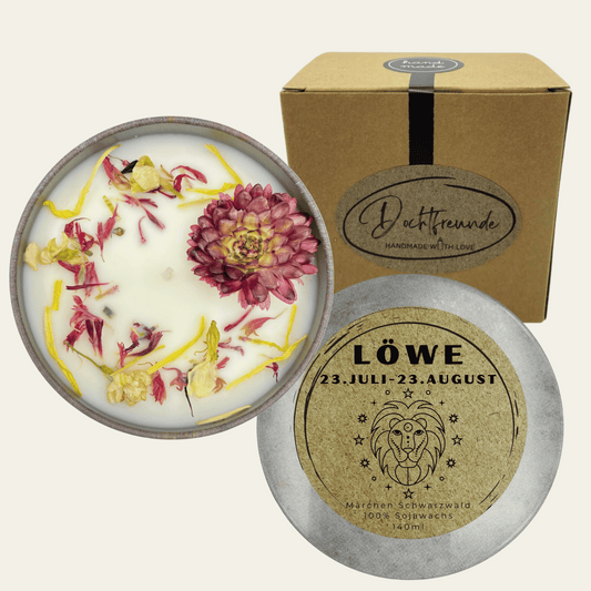 Sternzeichen Löwe - Handgemachte Sojawachs-Kerze - Personalisiertes Astrologie-Geschenk