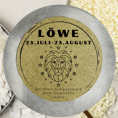 Sternzeichen Löwe - Handgemachte Sojawachs-Kerze - Personalisiertes Astrologie-Geschenk