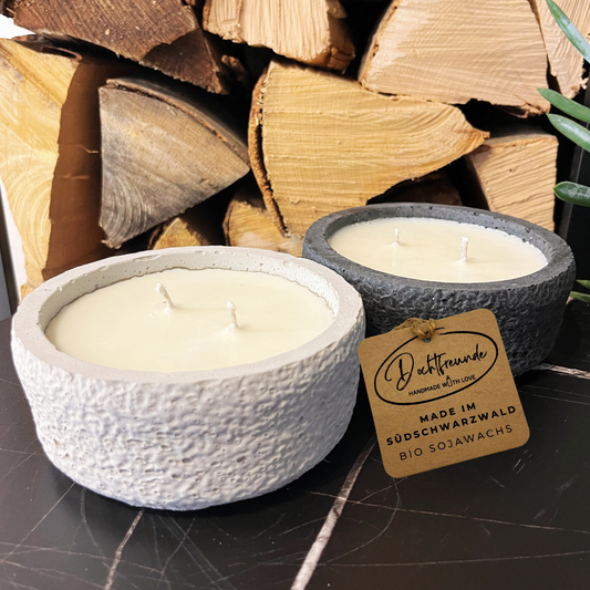 Handgemachtes Betonkerzen-Set "Black and White natural" - Stilvolle Sojawachskerze für Ihr Zuhause. Aromatherapie Kerze -aus dem Südschwarzwald