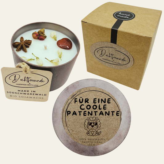 Handgemachte Duftkerze „Für eine coole Patentante“ – Personalisierbares Geschenk für besondere Momente