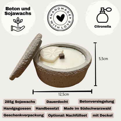 Wachsfresser aus Beton mit Deckel | Schmelzlicht für Kerzenreste & Dauerdocht | DochtFreunde