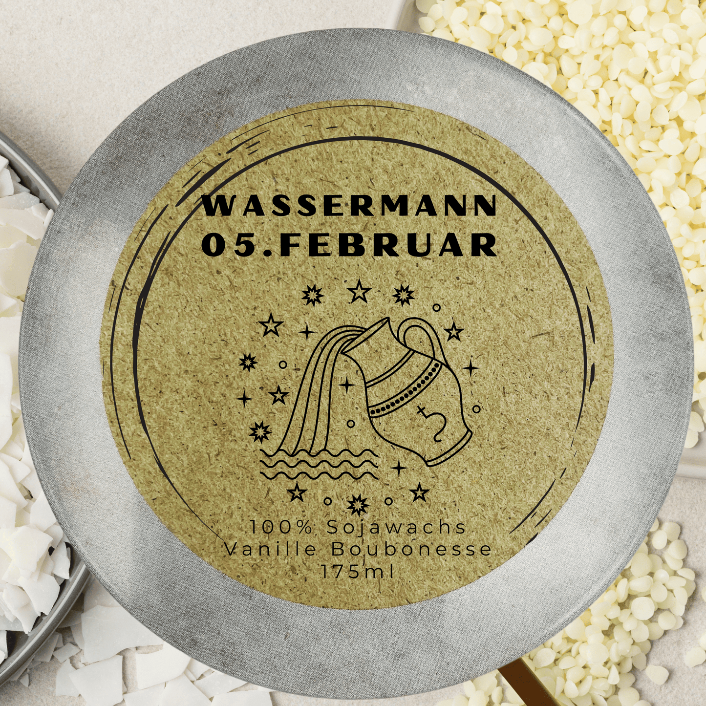 Sternzeichen Wassermann Duftkerze - Handgemachte Sojawachs-Kerze - Personalisiertes Astrologie-Geschenk