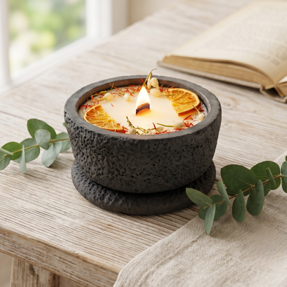 Handgemachte Citronella Betonkerze Schwarz "Mugge Schreck"