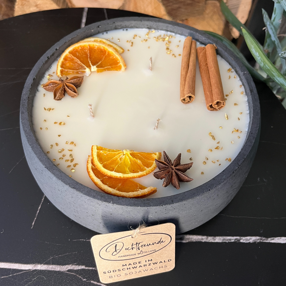 Handgemachte Betonkerze "Big Schwarzwald" – Vanilla Toffee Duft