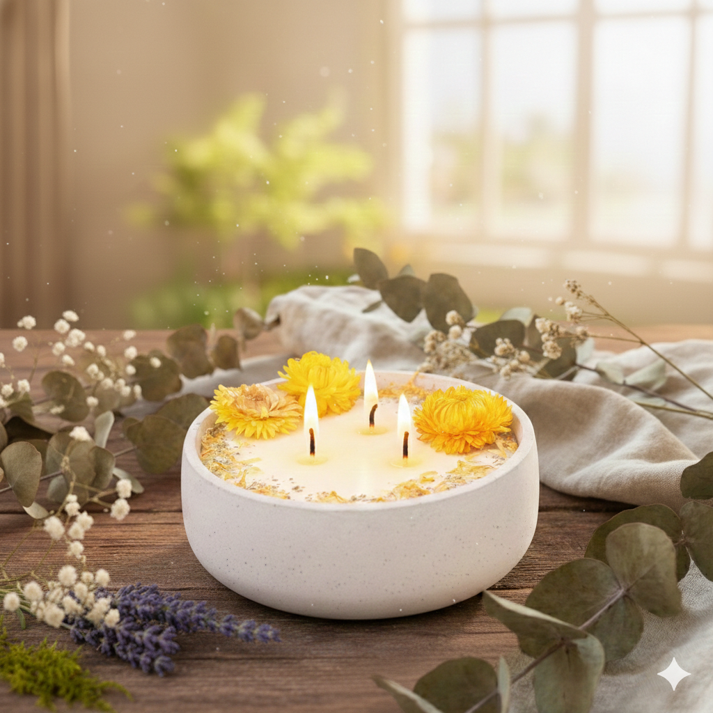 Handgemachte Betonkerze DochtFreunde Big Sunny
