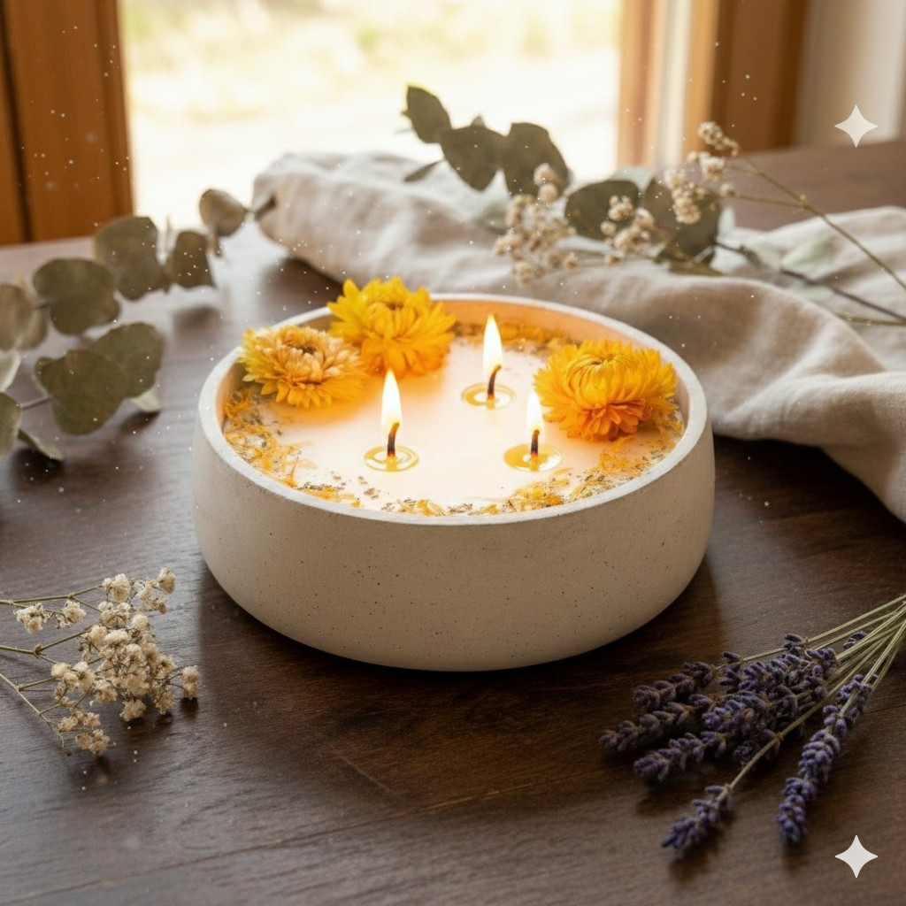 Betonkerze von DochtFreunde 3-Docht Handgemacht 