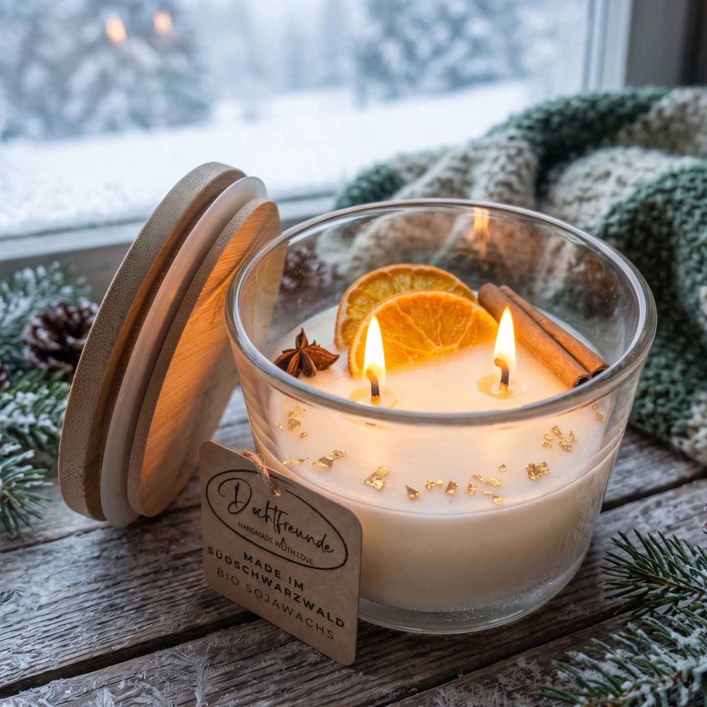 Premium Winter-Duftkerze im Glas | Vanilla Toffee & Weihnachtszauber