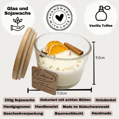 Premium Winter-Duftkerze im Glas | Vanilla Toffee & Weihnachtszauber