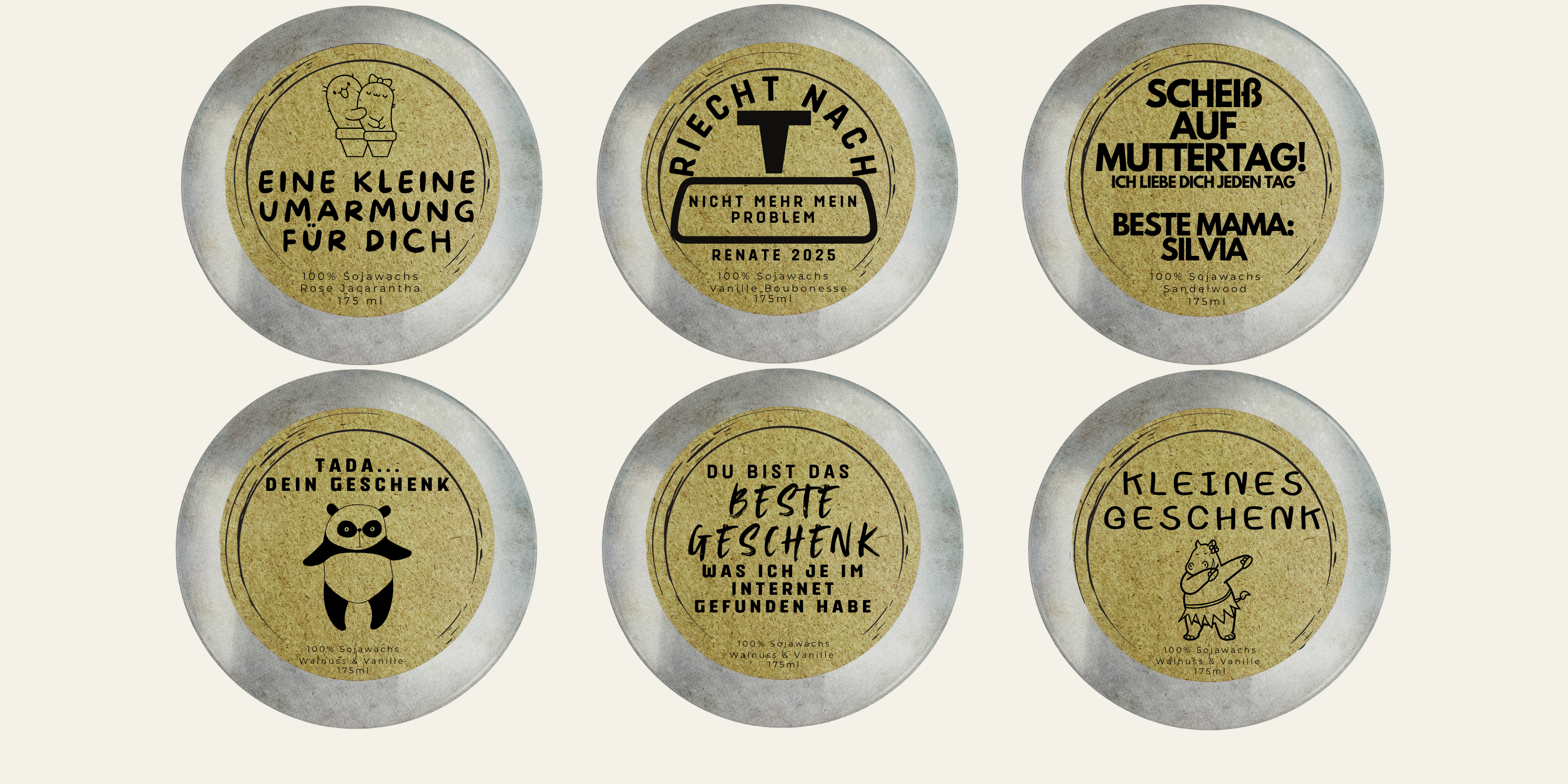 Handgemachte Duftkerzen personalisierter Kerzendeckel - Jetzt selbst gestalten und verschenken