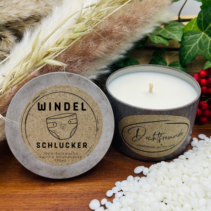 Personalisierte Duftkerze „Windelschlucker“ – Nachhaltiges Geschenk aus dem Südschwarzwald