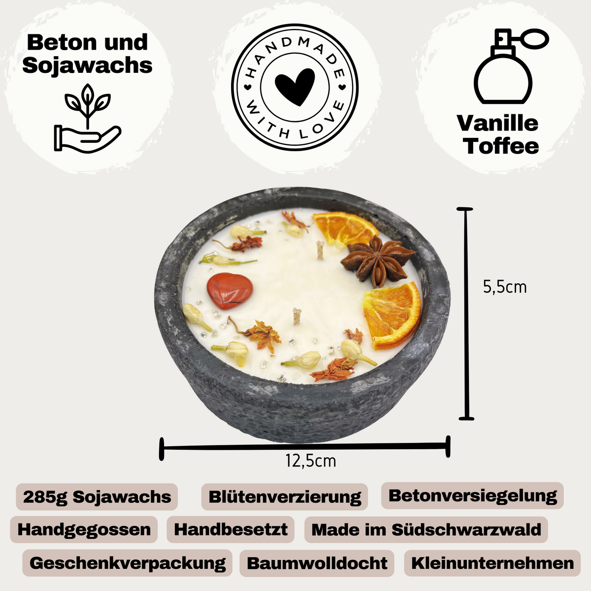 Handgemachte vegane Duftkerze von DochtFreunde aus dem Südschwarzwald