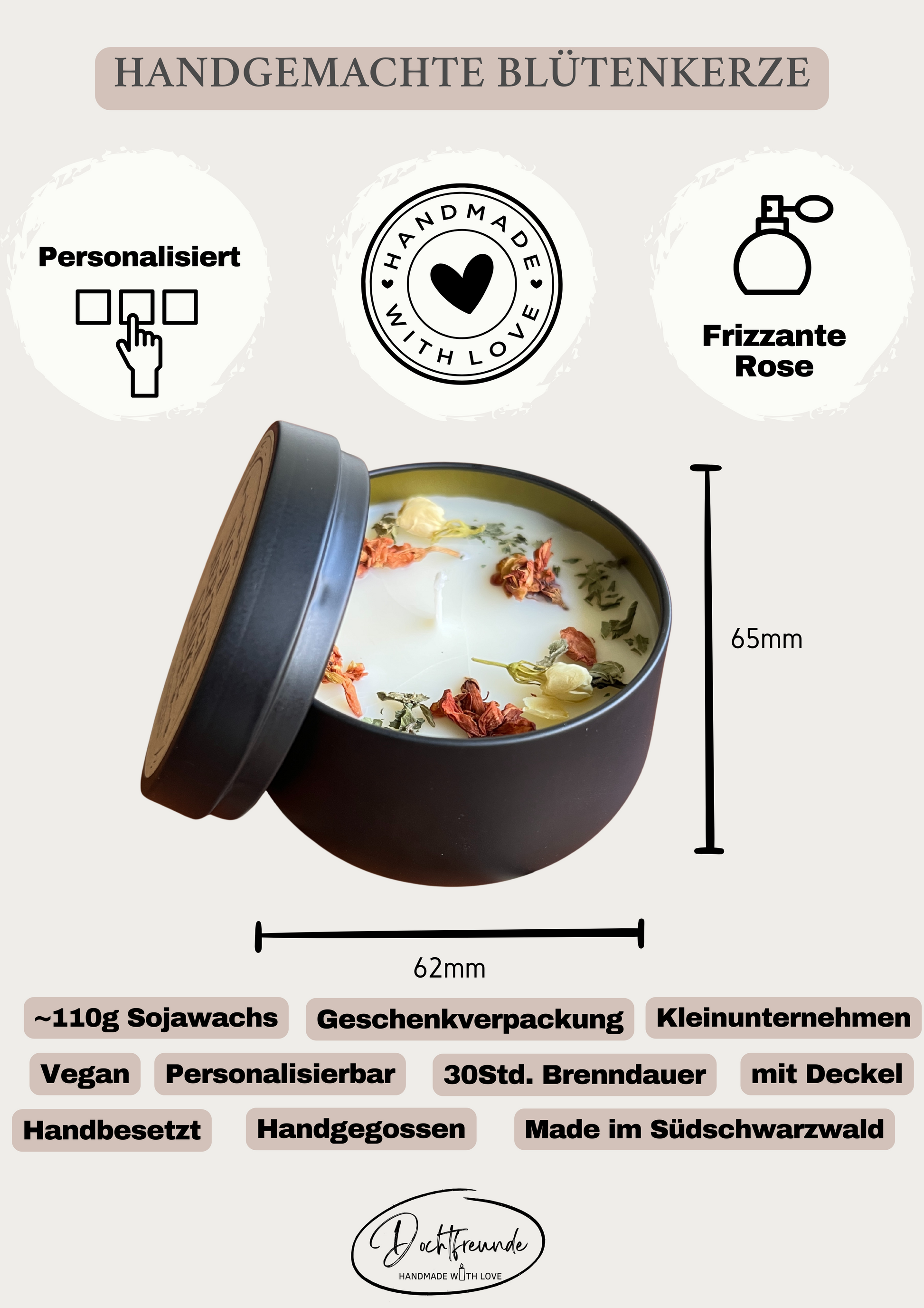 Produktbeschreibung DochtFreunde Kerze