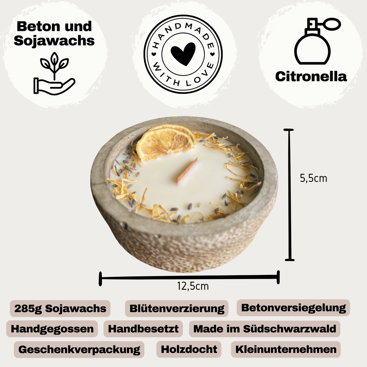 Handgemachte vegane Duftkerze von DochtFreunde aus dem Südschwarzwald