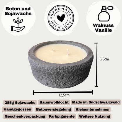 Handgemachtes Betonkerzen-Set "Black and White natural" - Stilvolle Sojawachskerze für Ihr Zuhause. Aromatherapie Kerze -aus dem Südschwarzwald