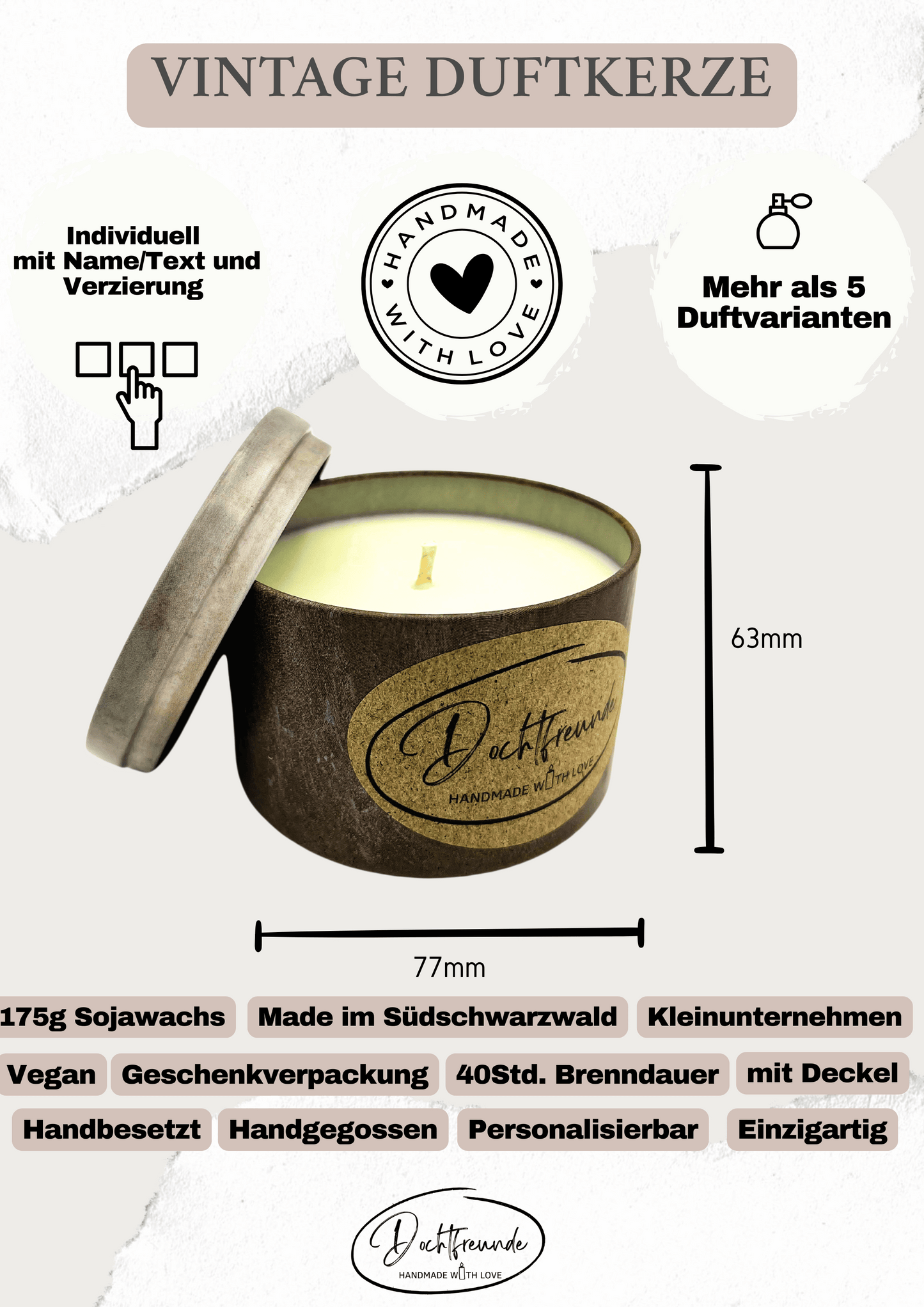 Sternzeichen Krebs Duftkerze - Handgemachte Sojawachs-Kerze - Personalisiertes Astrologie-Geschenk