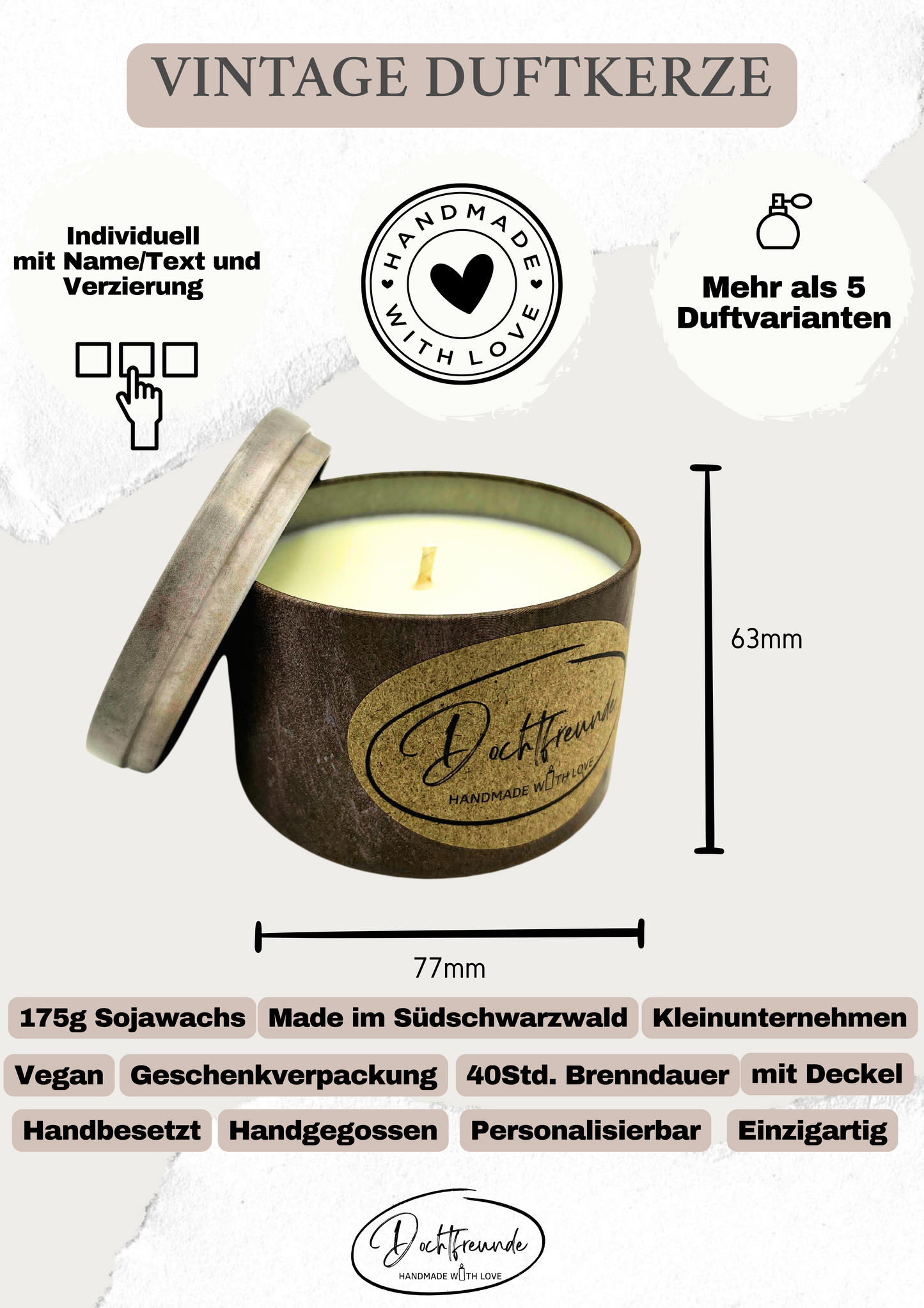 Sternzeichen Stier - Handgemachte Sojawachs-Kerze - Personalisiertes Astrologie-Geschenk
