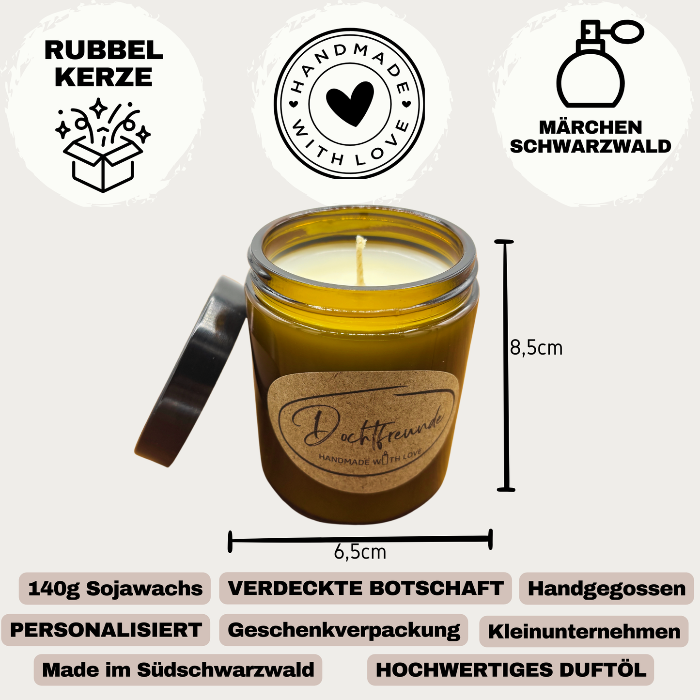 Papa Superheld: Originelle Premium RUBBELKERZE mit verdeckter BOTSCHAFT Duftkerze im Glas mit PERSONALISIERBAREM Kerzendeckel Mann Geschenk