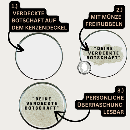 Papa Superheld: Originelle Premium RUBBELKERZE mit verdeckter BOTSCHAFT Duftkerze im Glas mit PERSONALISIERBAREM Kerzendeckel Mann Geschenk