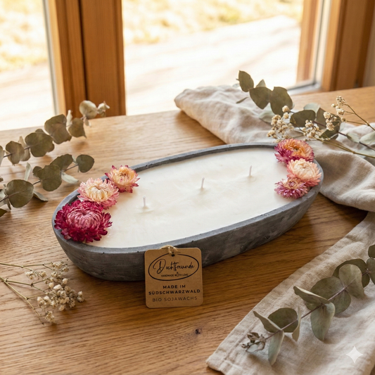 XL Betonkerze "Black Ship" – Edition Blütentraum | 29cm | 3-Docht