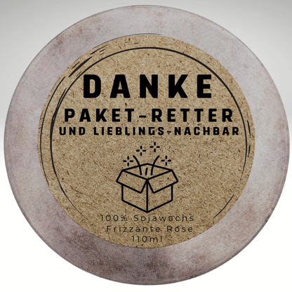 Duftkerze "Paket-Retter" – Das Dankeschön Geschenk für Nachbarn
