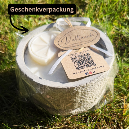 Wachsfresser aus Beton mit Deckel | Schmelzlicht für Kerzenreste & Dauerdocht | DochtFreunde