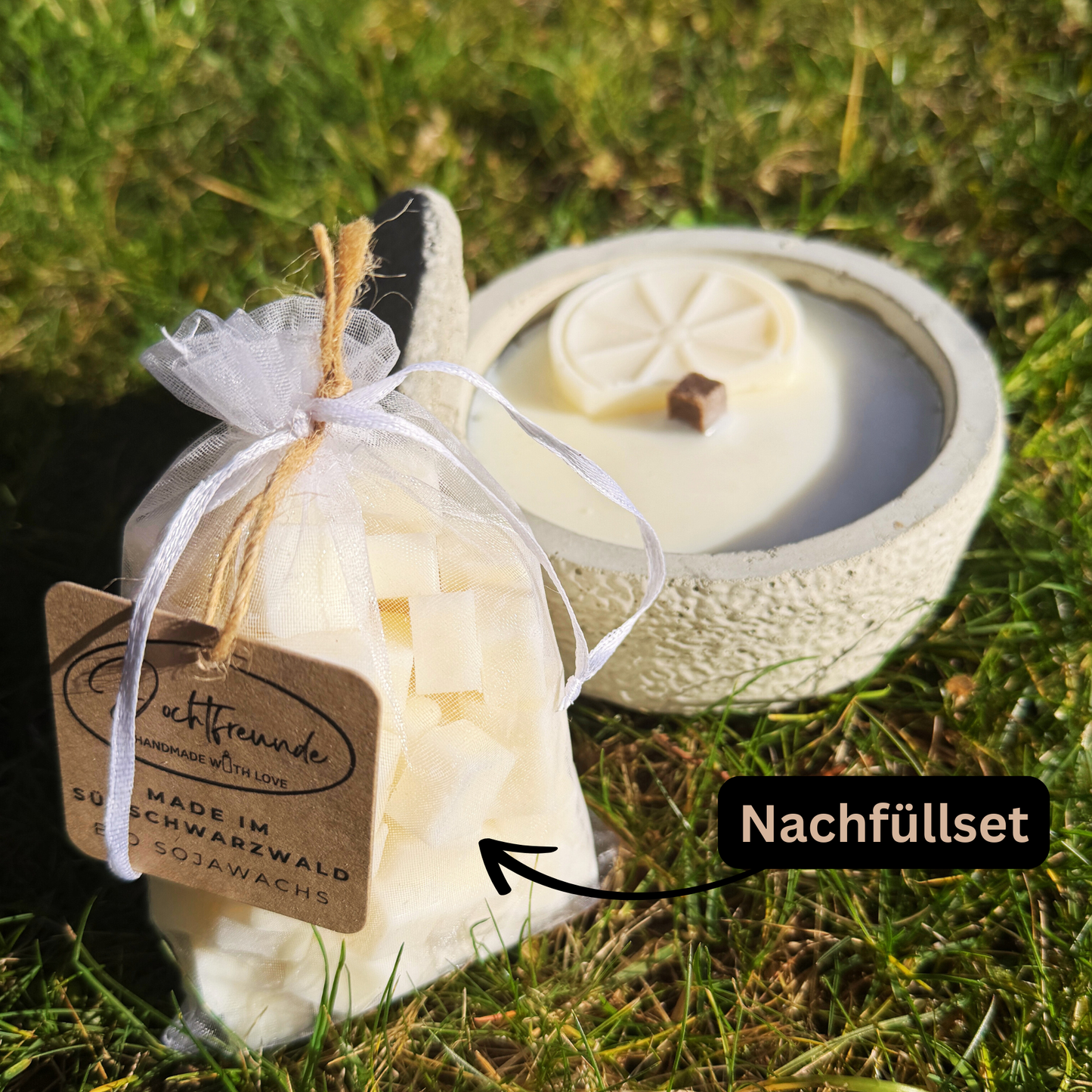 Wachsfresser aus Beton mit Deckel | Schmelzlicht für Kerzenreste & Dauerdocht | DochtFreunde