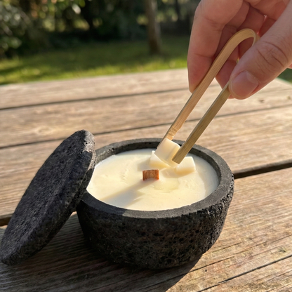 Wachsfresser aus Beton mit Deckel | Schmelzlicht für Kerzenreste & Dauerdocht | DochtFreunde